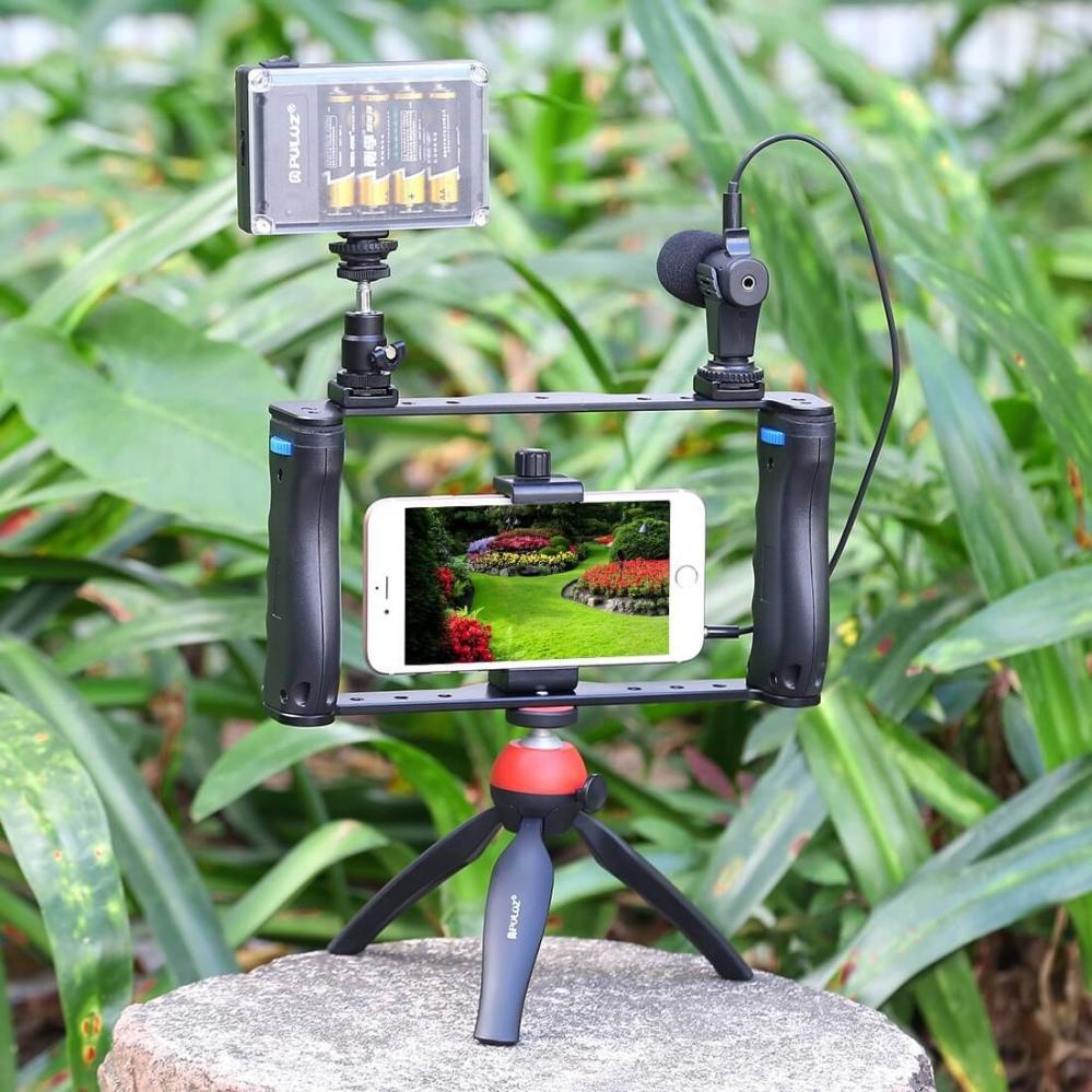 Videobur/Rig med 2st handtag för Smartphones - Puluz
