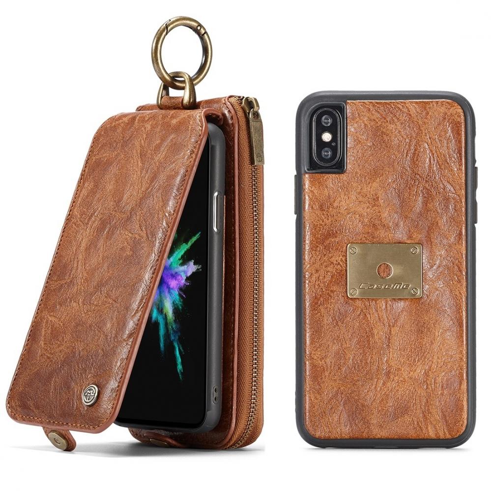 Plånboksfodral, plånbok & magnetskal för iPhone X (3i1) Brun - CaseMe