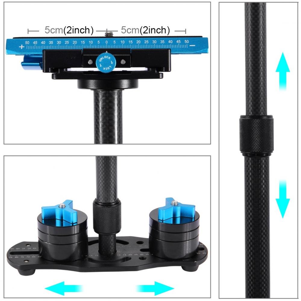  Puluz Handhllen kolfiber stabilisator fr DSLR/DV-kameror (38.5-61cm)