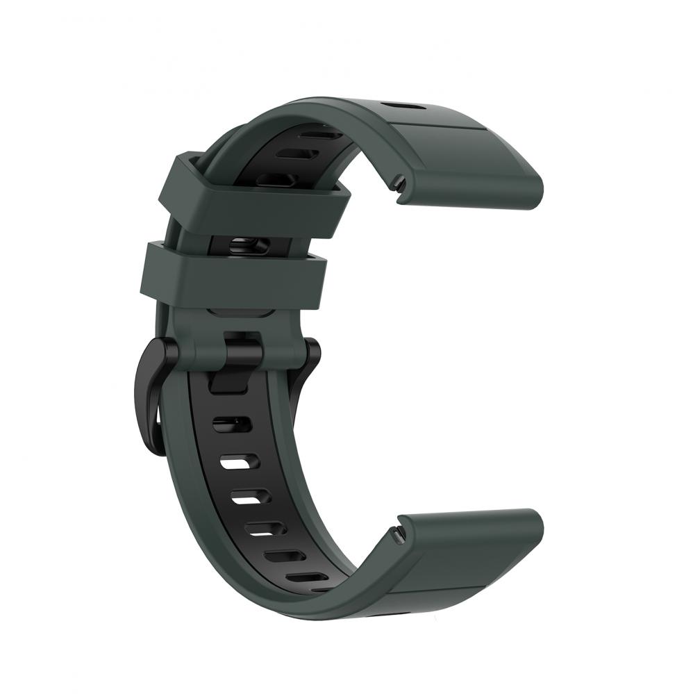  Tvfrgat silikonarmband 22mm grn/svart fr Garmin Fenix 5/5Pro/6/6Pro/7