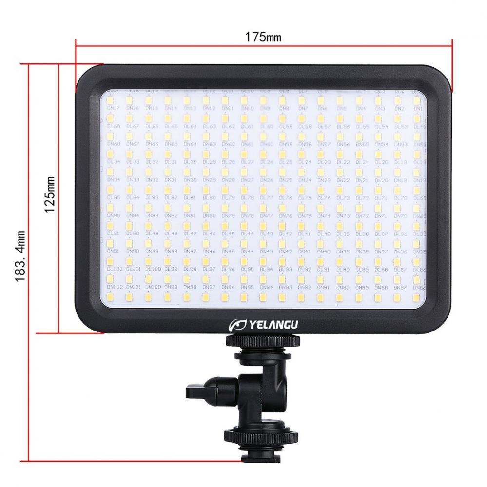  YELANGU 204st LEDs Dimbart Videoljus (17x12cm) - 1000LM, 3300-5600K