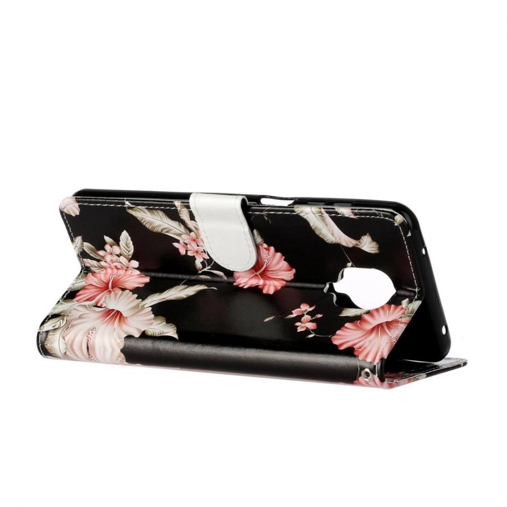 Plånboksfodral för Xiaomi Redmi Note 9 Pro - Svart med rosa blommor