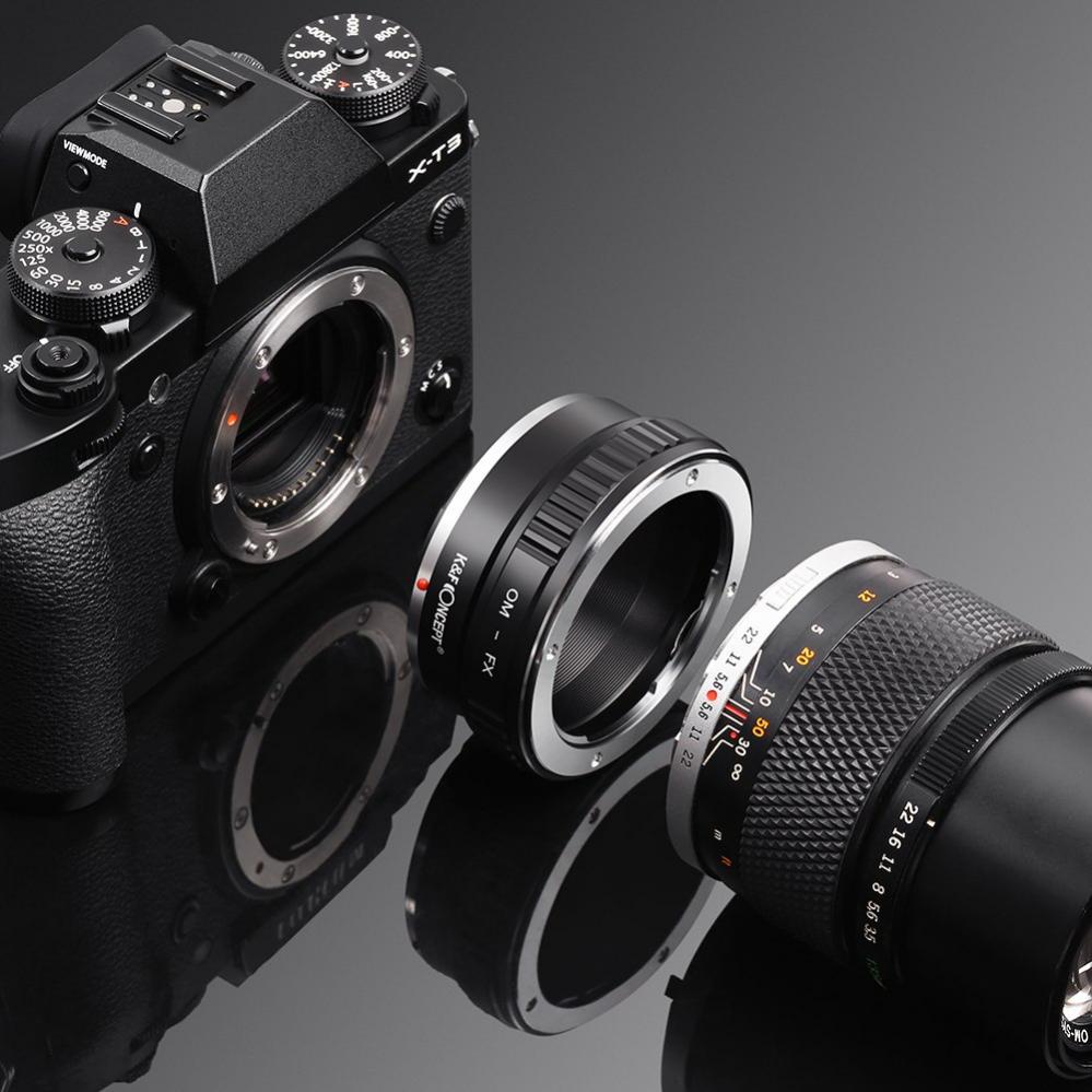  K&F Objektivadapter till Olympus OM Zuiko objektiv fr Fujifilm X kamerahus