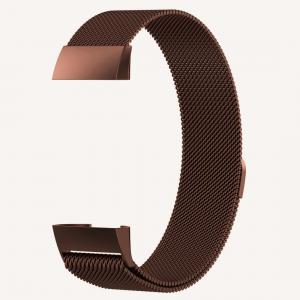  Armband för Fitbit Charge 3/ Charge 4 kedja Magnetiskt lås - Brun