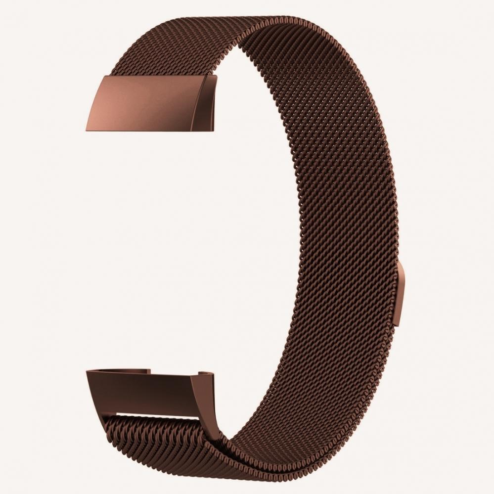  Armband fr Fitbit Charge 3/ Charge 4 kedja Magnetiskt ls - Brun