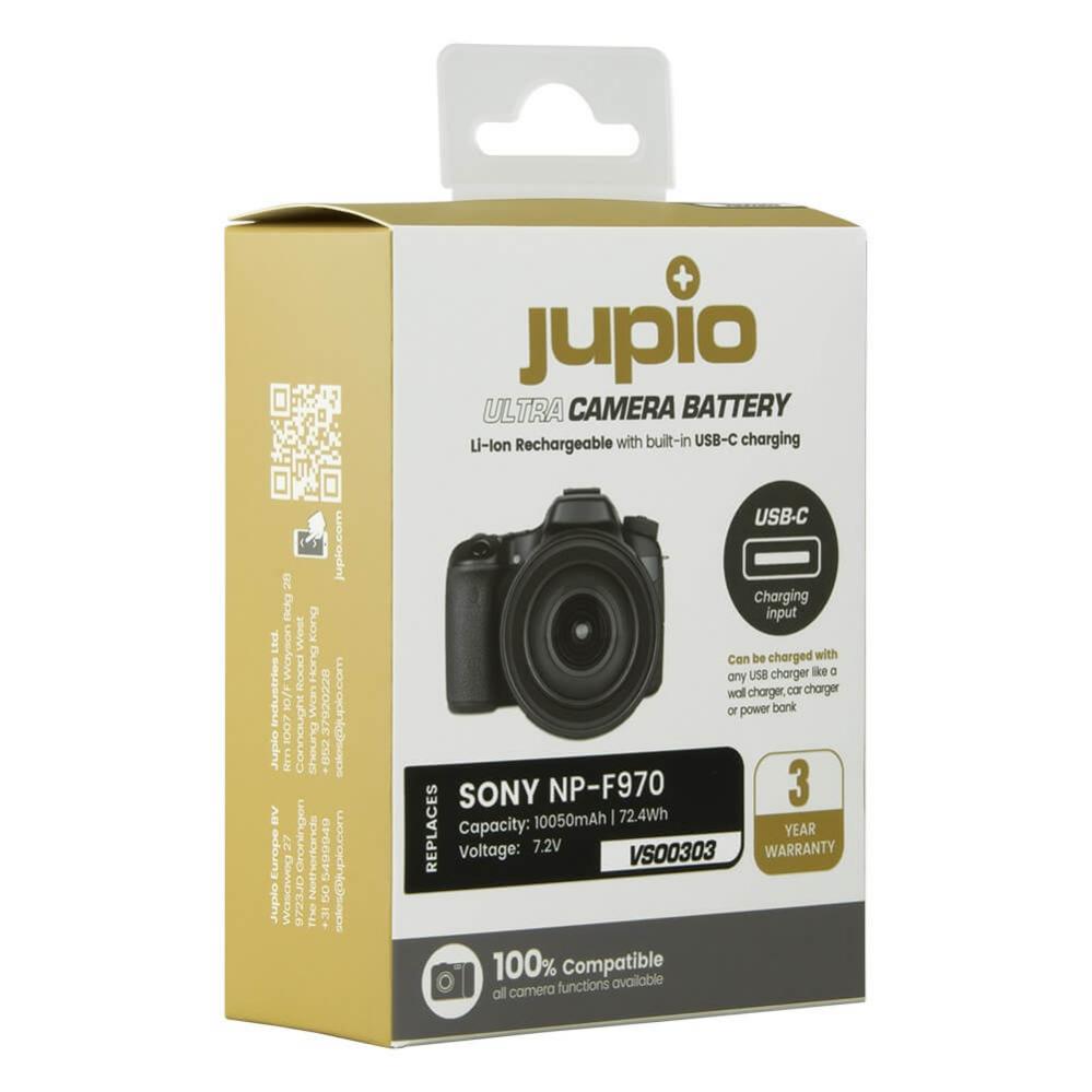  Jupio kamerabatteri 10050mAh fr Sony NP-F970 USB-C input