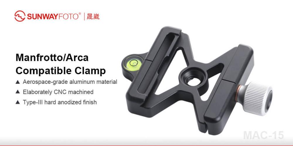 Sunwayfoto Mac-15 Fäste för Manfrotto & Arca Swiss plattor