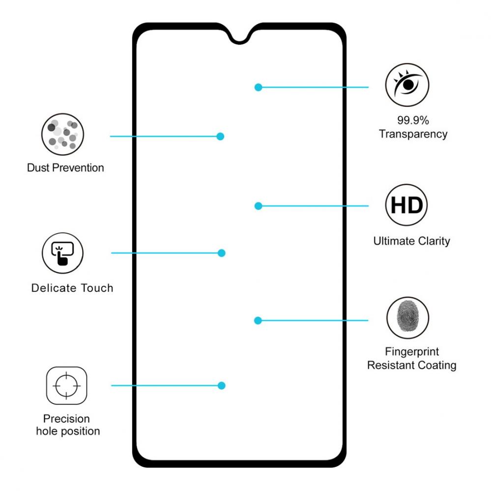 Skärmskydd med Svart ram för Huawei Mate 20 av härdat glas