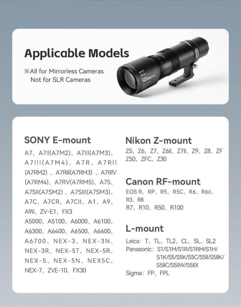  TTArtisan 500mm f/6.3 objektiv fr Nikon Z