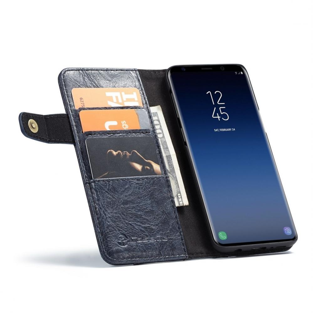  Plånboksfodral med yttre fack för Galaxy S9 Blå - CaseMe