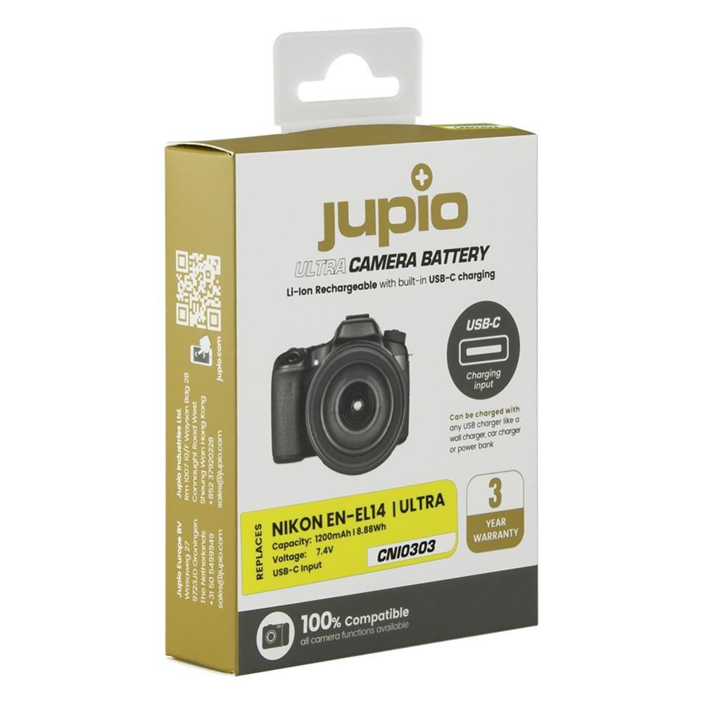  Jupio kamerabatteri 1200mAh fr Nikon EN-EL14A USB-C input
