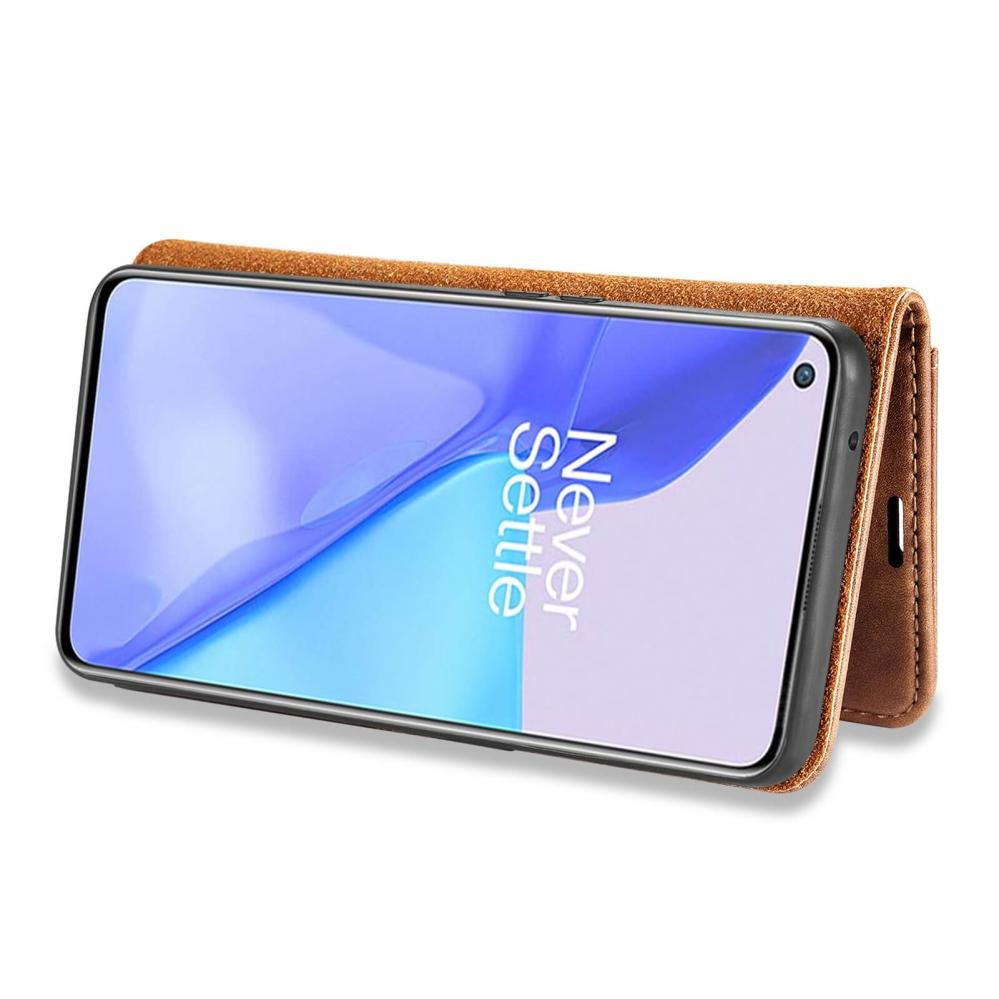 DG.MING Plånboksfodral med magnetskal för OnePlus 9 Brun
