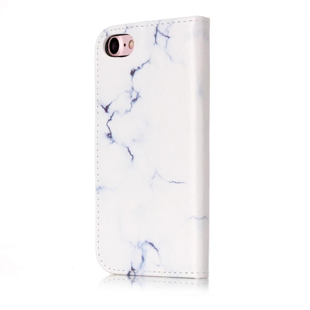  Plånboksfodral för iPhone 7 & 8 - Konstläder marmor Vit