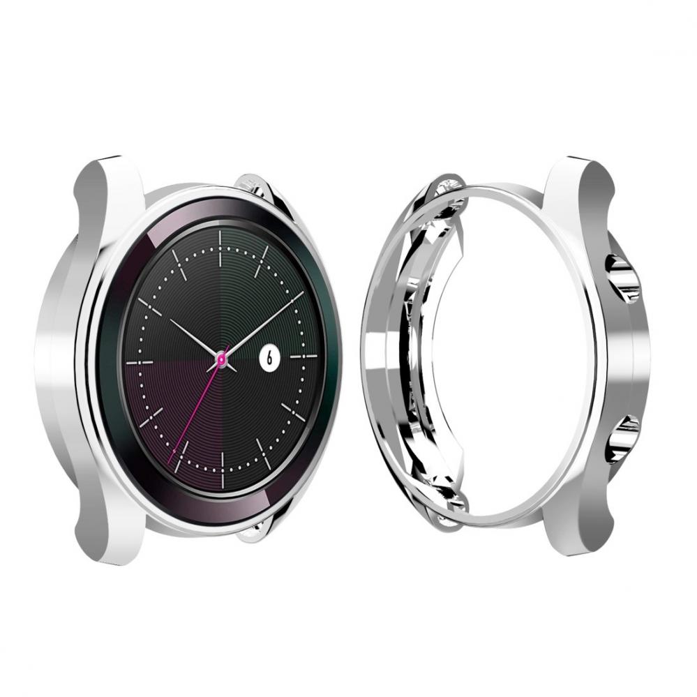  Displayskydd med ram fr Huawei Watch GT Elegant 42mm av hrdat glas Silver