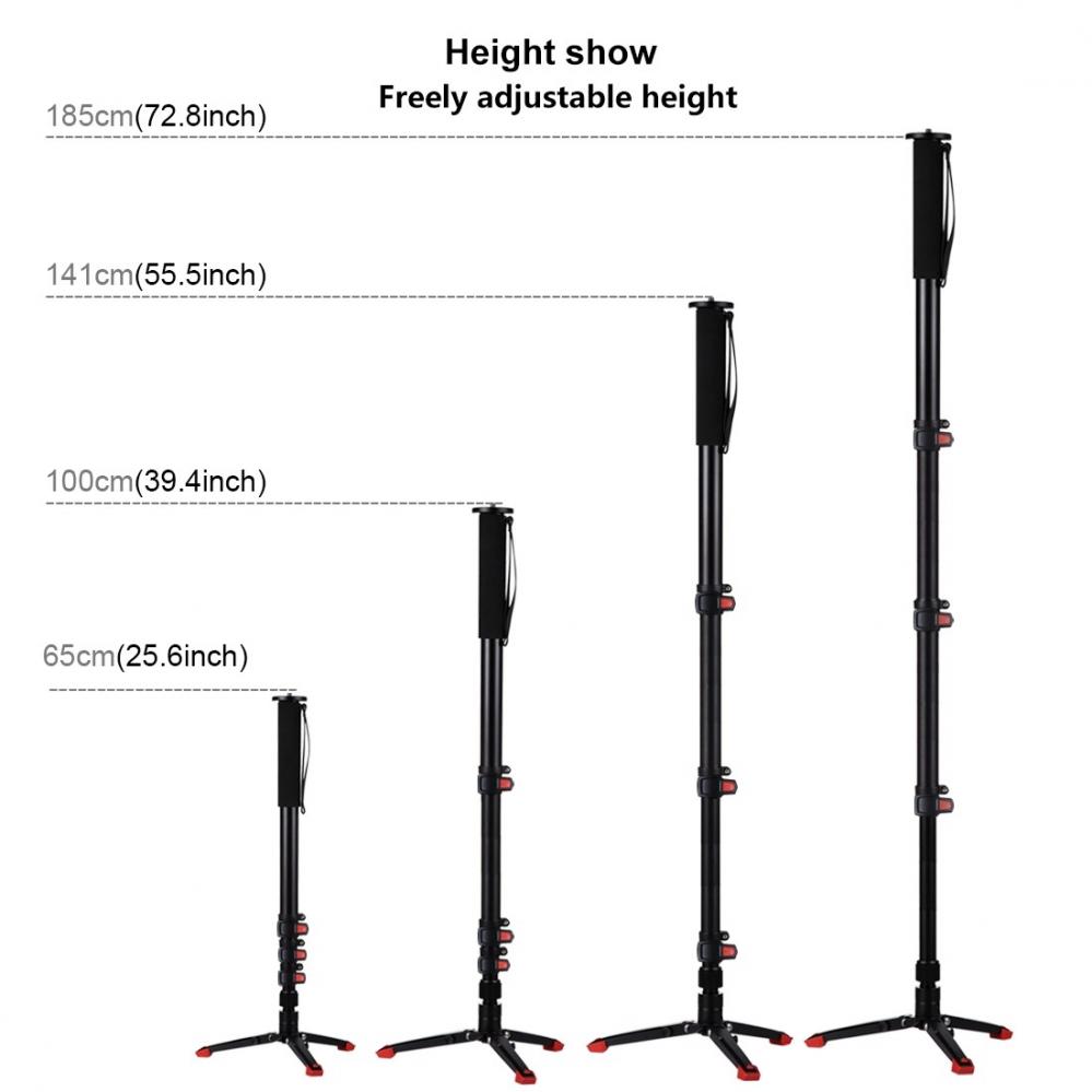 Enbensstativ självstående monopod med stödben 185cm - Puluz
