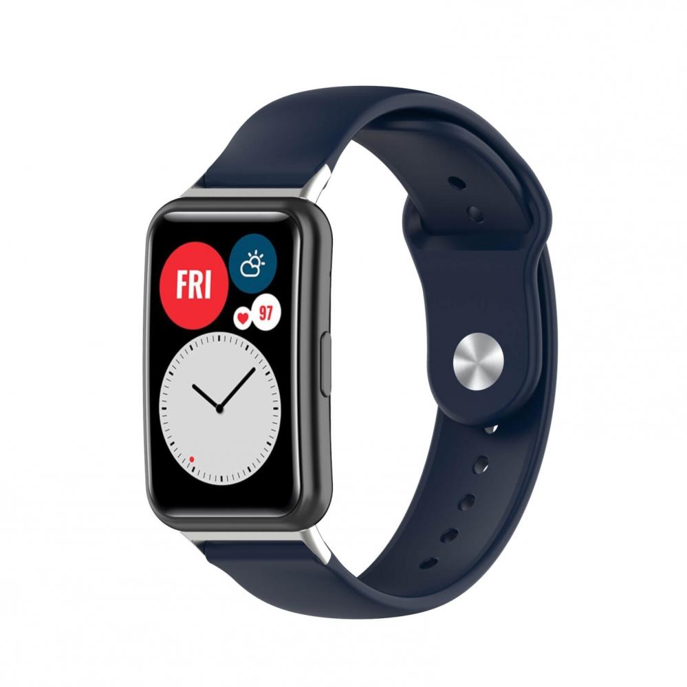 Silikonarmband Navyblå för 18mm Watch/Huawei Watch Fit med stiftspänne