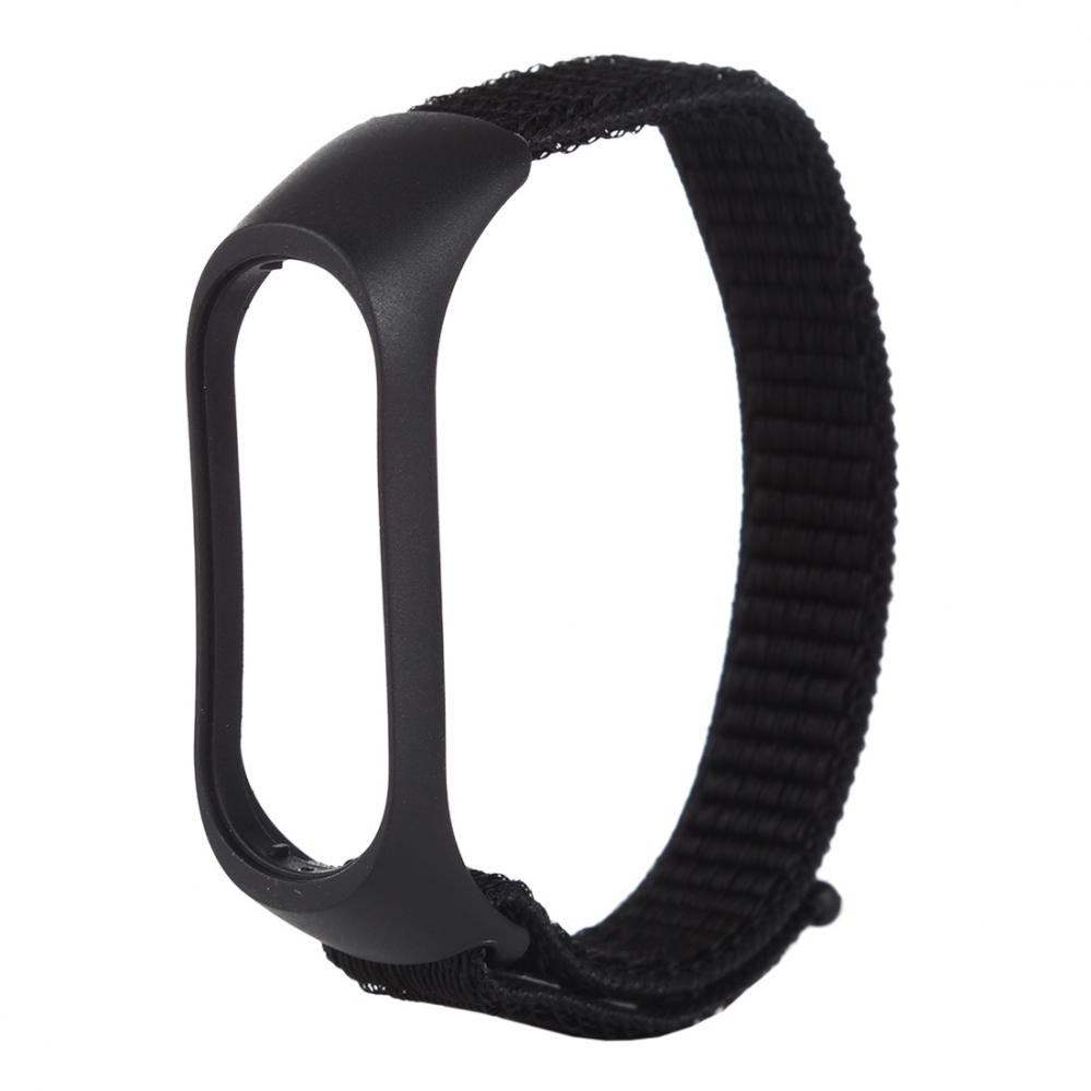 Armband Svart för Xiaomi Mi Band 3/ 4 med kardborreband