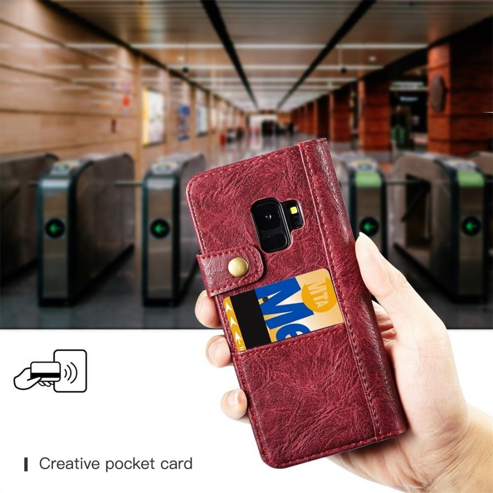  Plånboksfodral med yttre fack för Galaxy S9 Röd - CaseMe