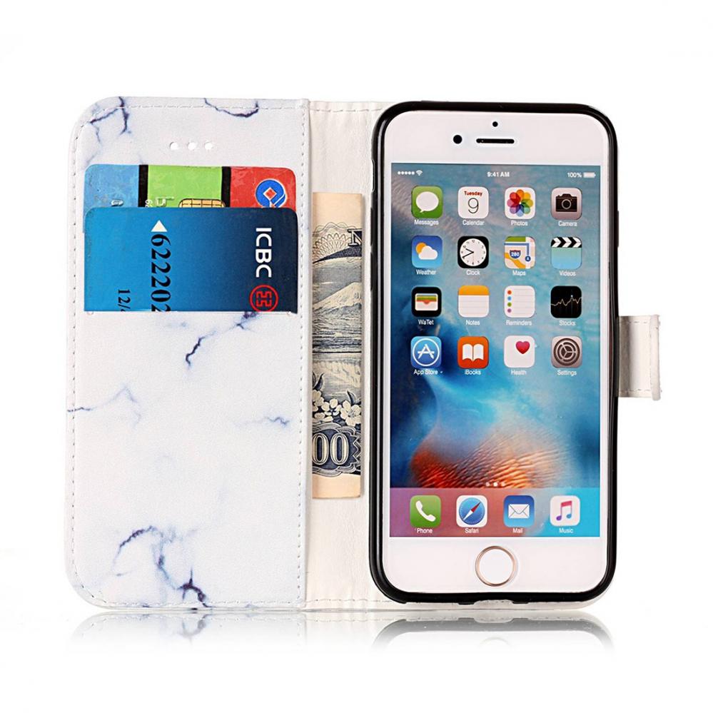 Plånboksfodral för iPhone 7 & 8 - Konstläder marmor Vit