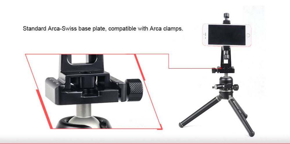 Sunwayfoto Mobilhållare/mobilställ justerbar 360 grader Arca Swiss type