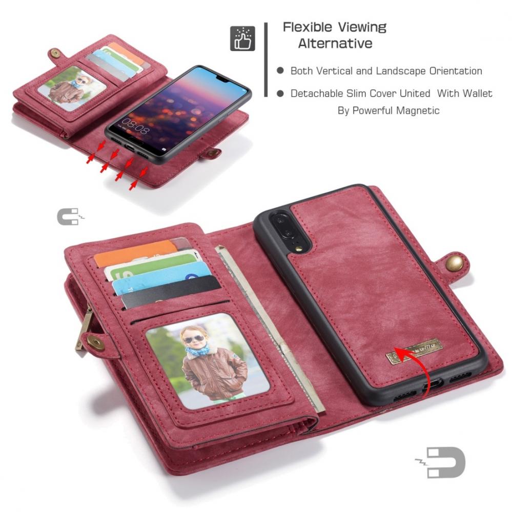  Plånboksfodral med magnetskal för Huawei P20 Pro Röd - CaseMe