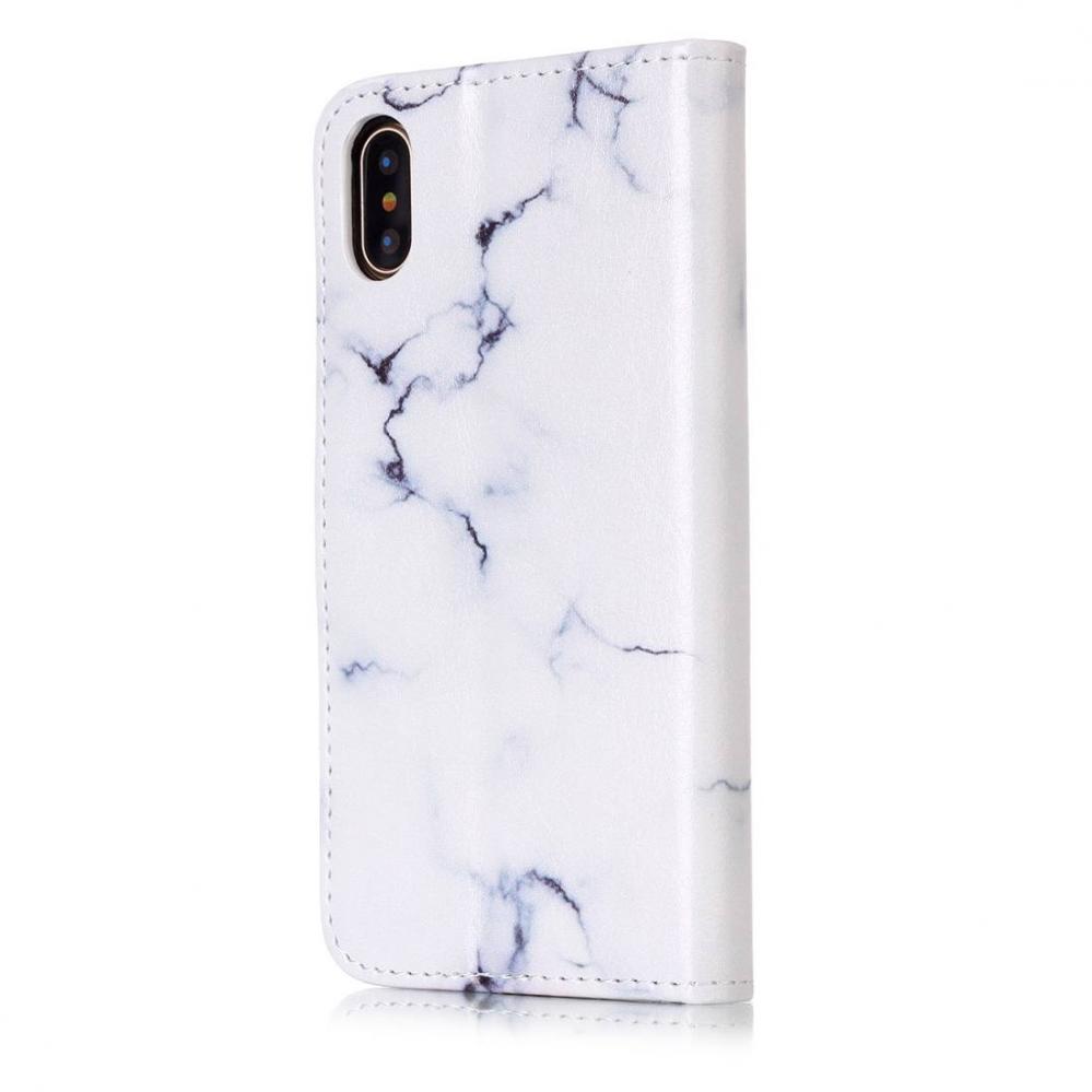  Plnboksfodral fr iPhone X / XS - Vit marmor