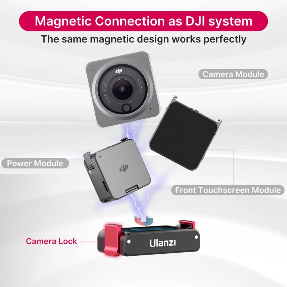  Ulanzi Adapter med 1/4-tum gnga magnetisk fste fr DJI Action 2