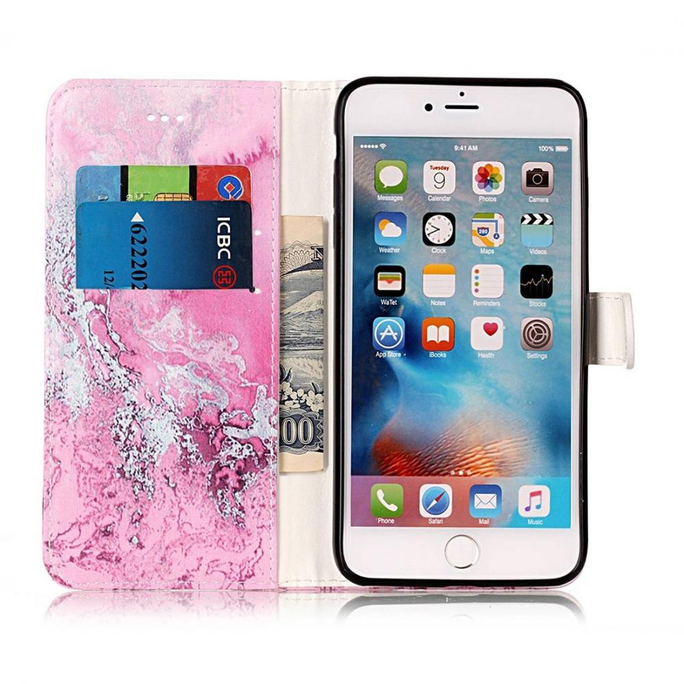 Plånboksfodral för iPhone 8P/7P - Rosa vågmönster