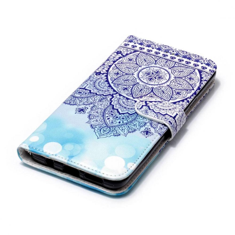  Plånboksfodral för Galaxy S9 - Mandalablomma Blå & Vit