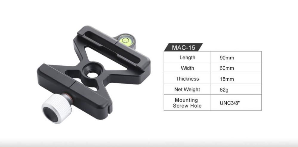 Sunwayfoto Mac-15 Fäste för Manfrotto & Arca Swiss plattor