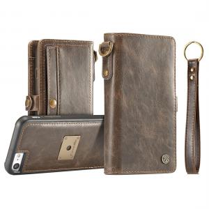  Plånboksfodral med magnetskal PU-läder för iPhone 7, 8 Brun