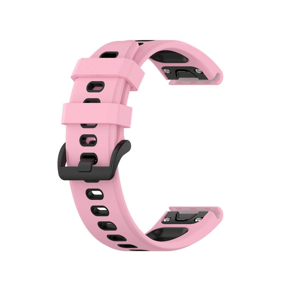  Silikonarmband 22mm Rosa & Svart fr Garmin Fenix 5/5 Pro/6/6 Pro/7/Epix