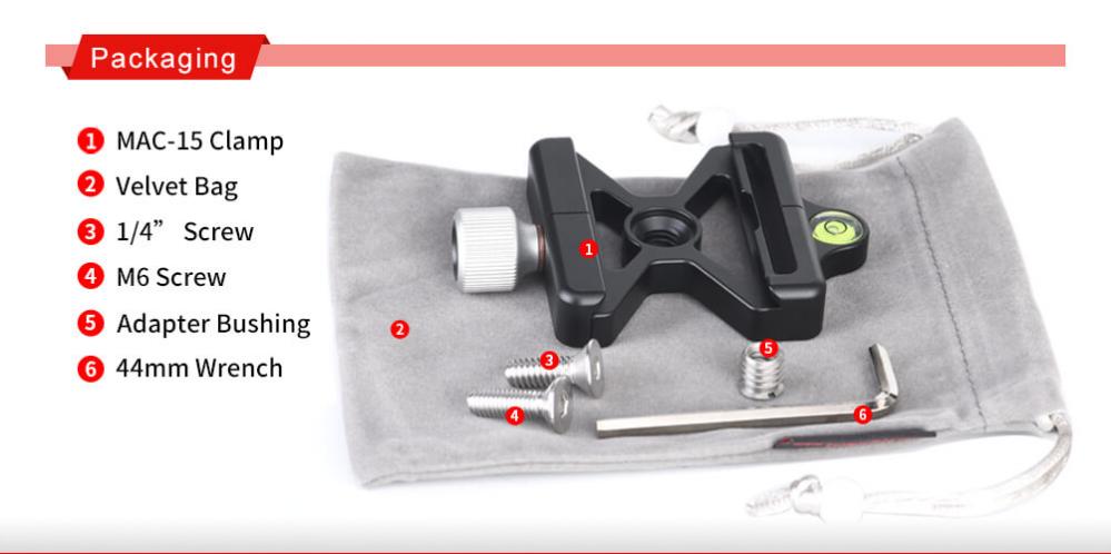 Sunwayfoto Mac-15 Fäste för Manfrotto & Arca Swiss plattor