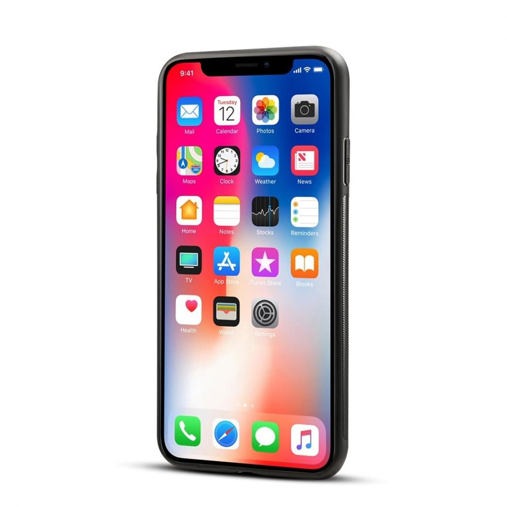  Dibase fr iPhone XR - Skal med kortplats PU-lder Svart