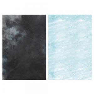  Pappersbakgrund PVC Svart & blå dubbelsidig för fotografering 57x87cm