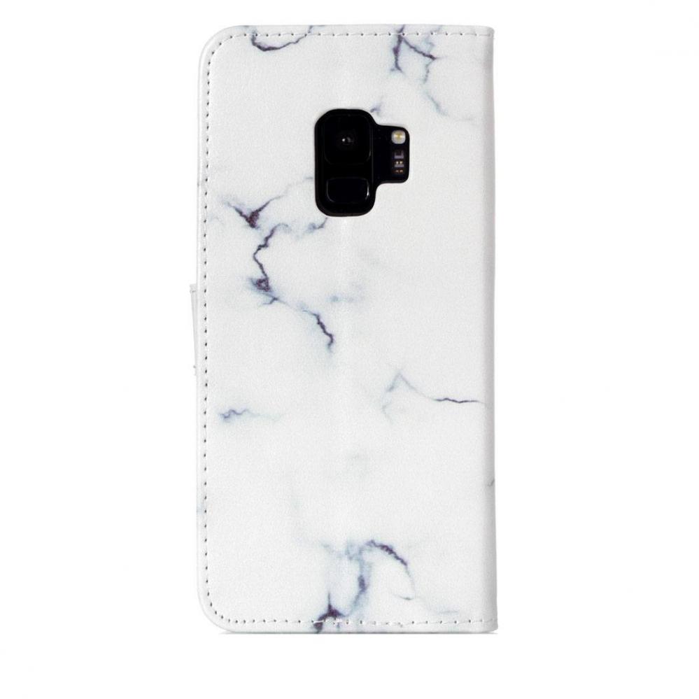  Plnboksfodral fr Galaxy S9 - Vit marmor