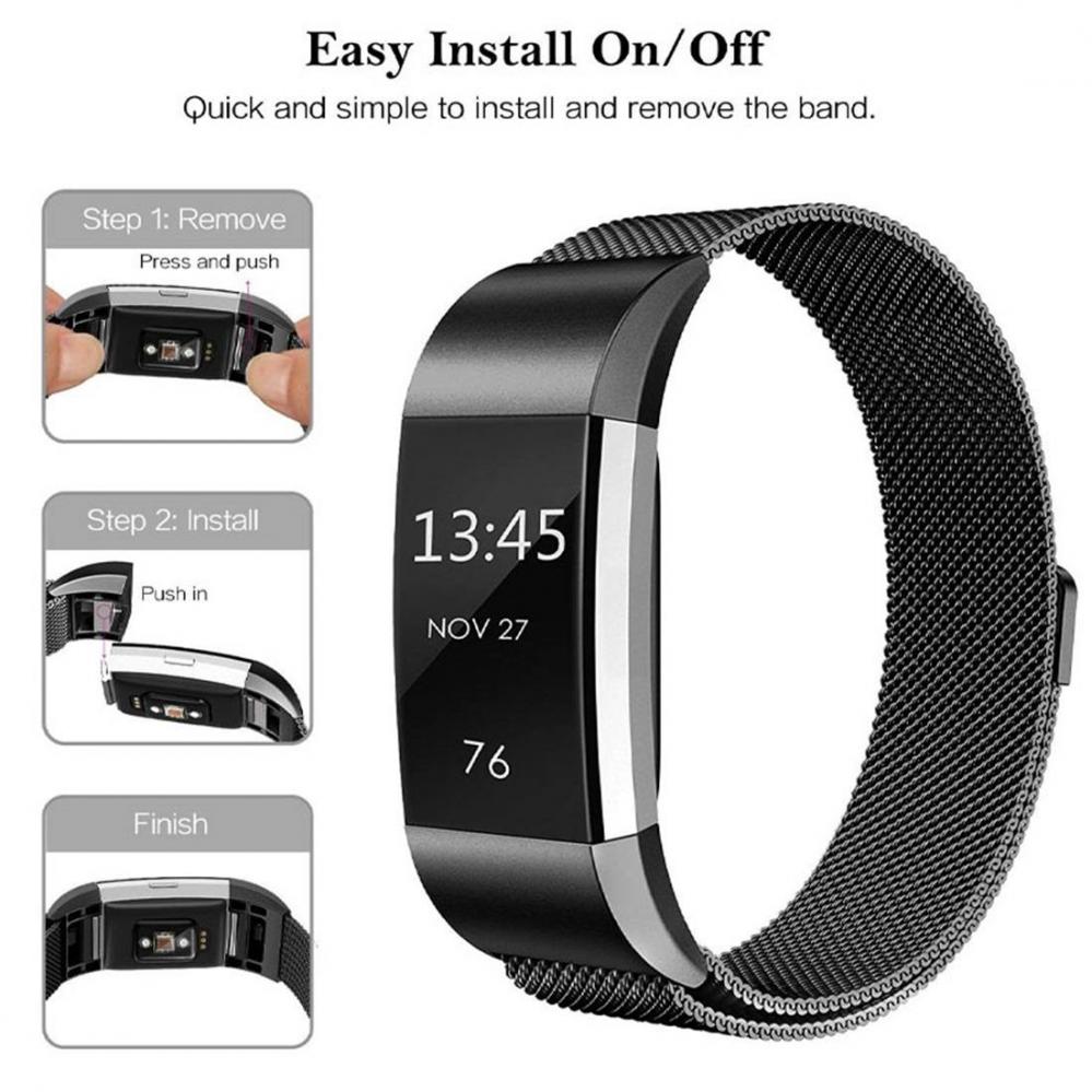  Armband Roseguld fr Fitbit Charge 2 kedja 140-230mm magnetisk