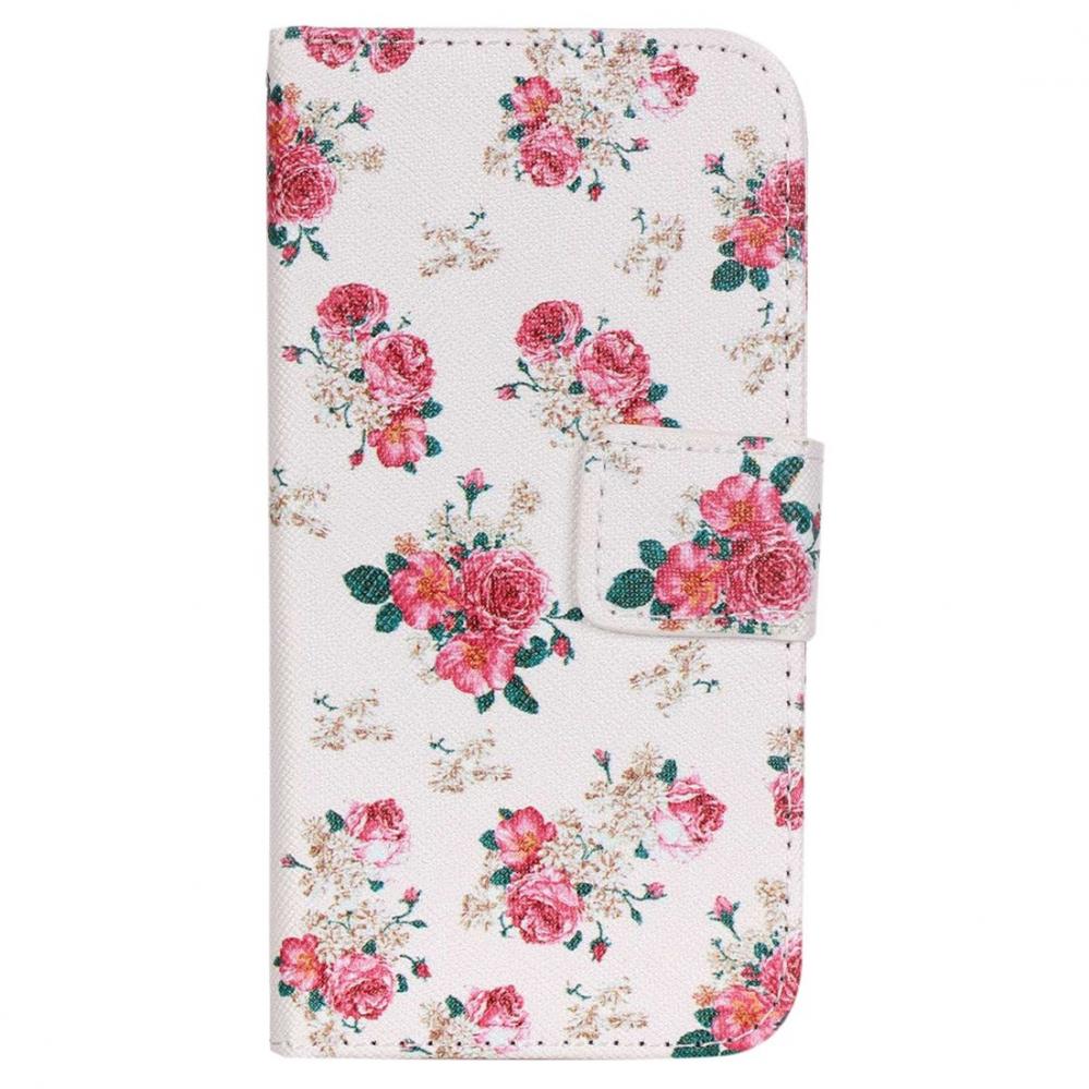  Plnboksfodral fr iPhone 8P/7P - Vit med rosa blommor