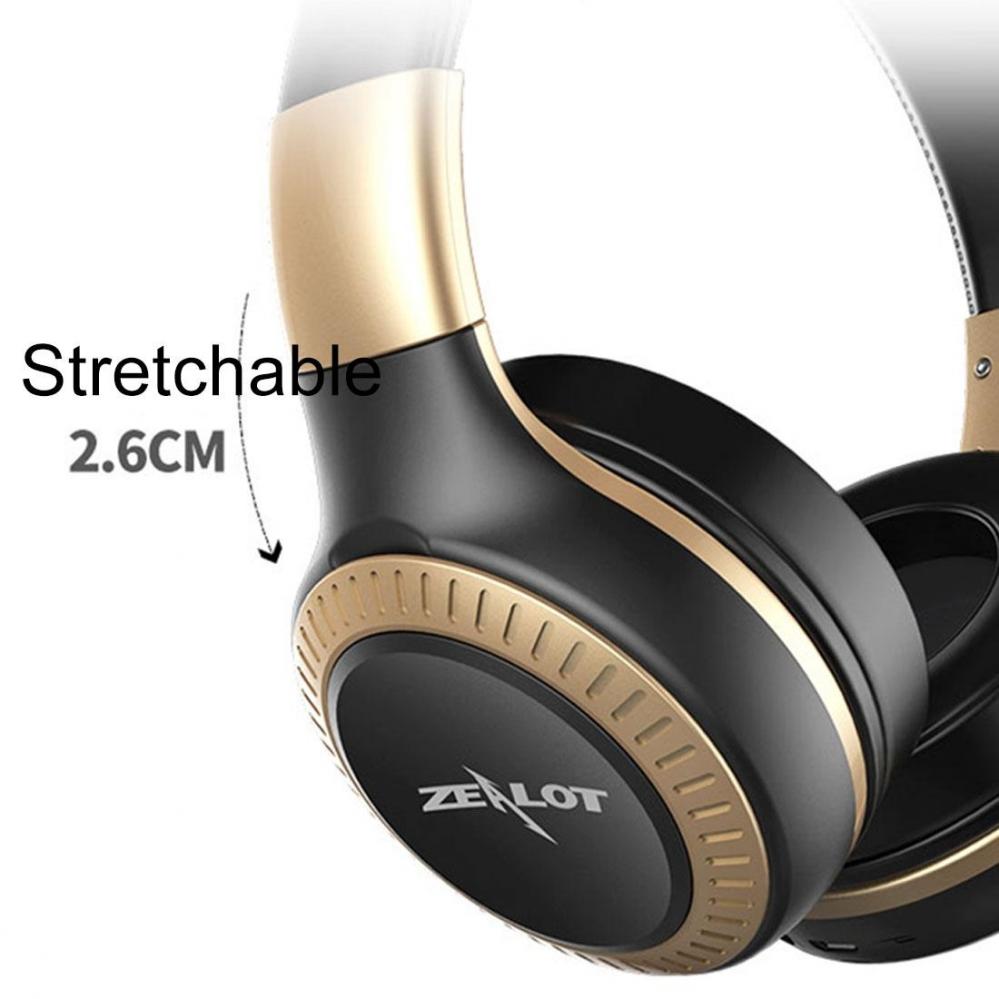 ZEALOT Bluetooth Hörlurar med mikrofon och 3.5mm ljudkabel
