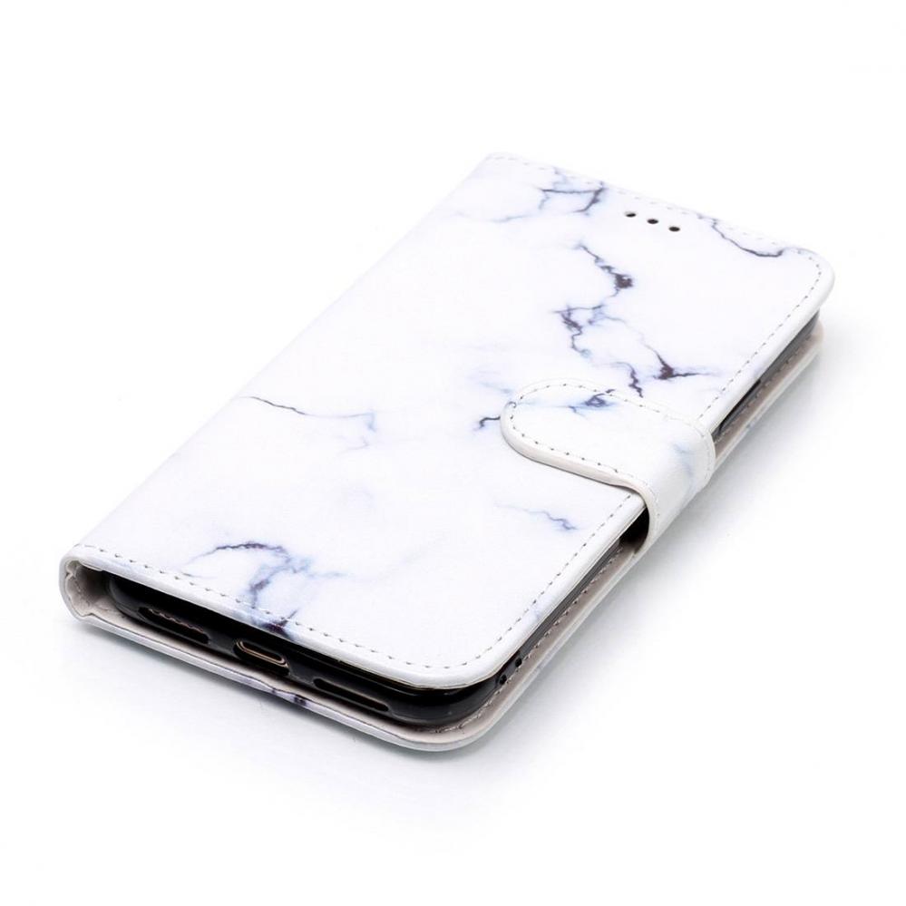  Plnboksfodral fr iPhone X / XS - Vit marmor
