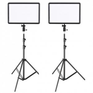  Godox Paket 2x LEDP260C ultratunt Videoljus & 2x rejäla Studiostativ 240cm