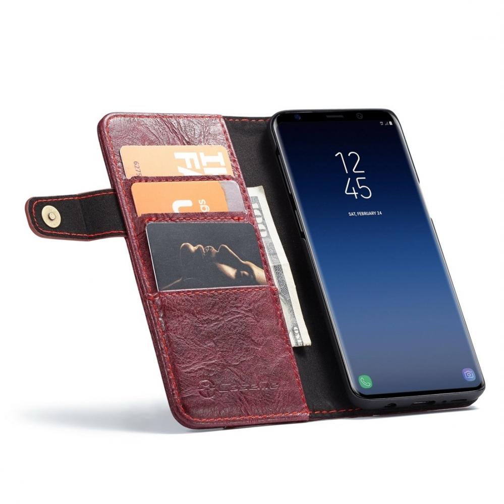  CaseMe Plnboksfodral med yttre fack fr Galaxy S9 Plus Rd