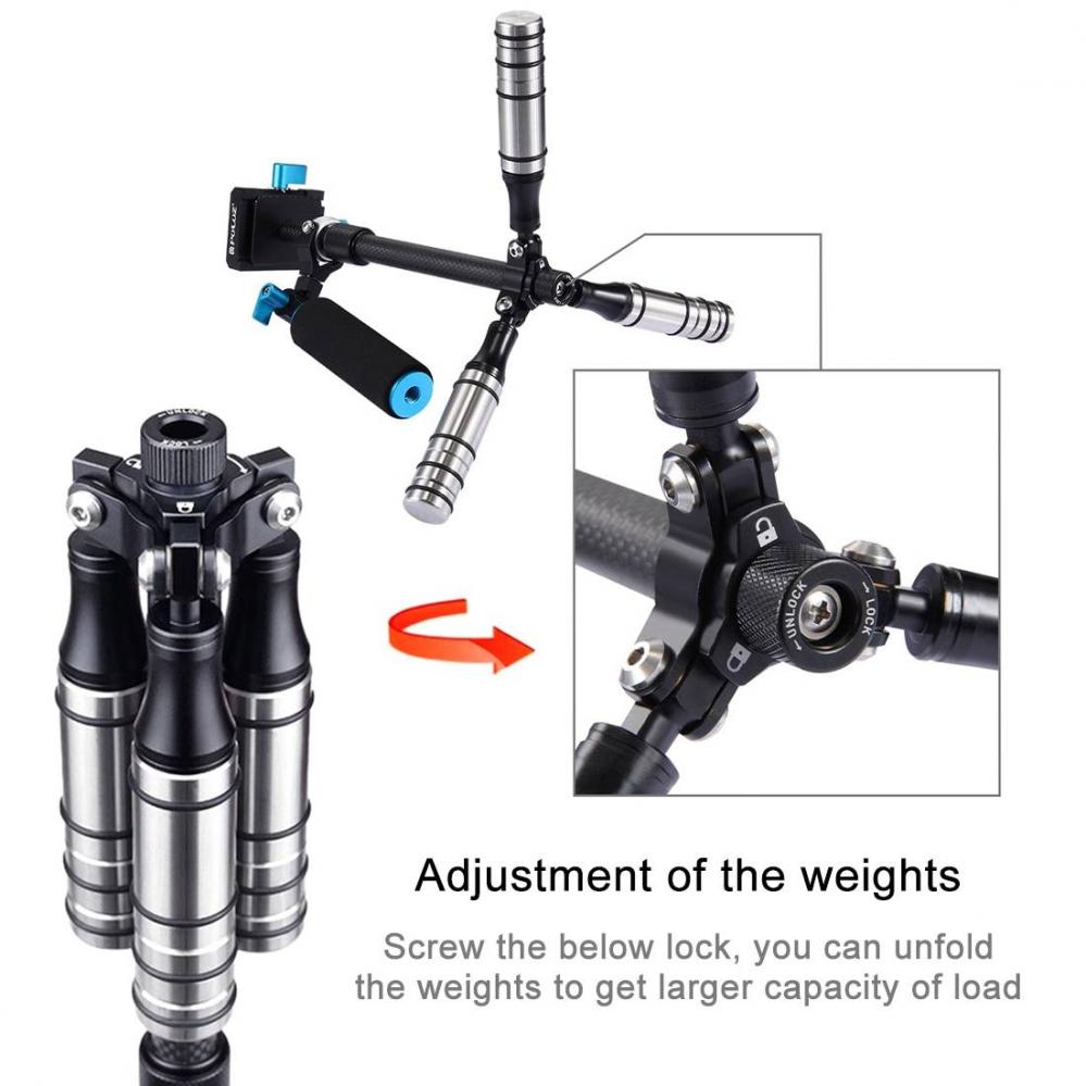 Puluz Handhållen kolfiber stabilisator för systemkameror 27-37cm