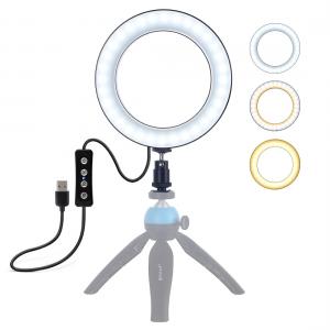  Puluz 6.2" USB 3 Stegs Dimbar LED Ring videolampa med Cold Shoe Tripod Kulhuvud