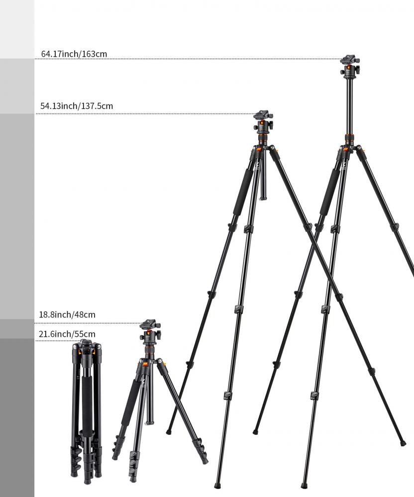  K&F Concept Kamerastativ med Panorama kulled 163cm