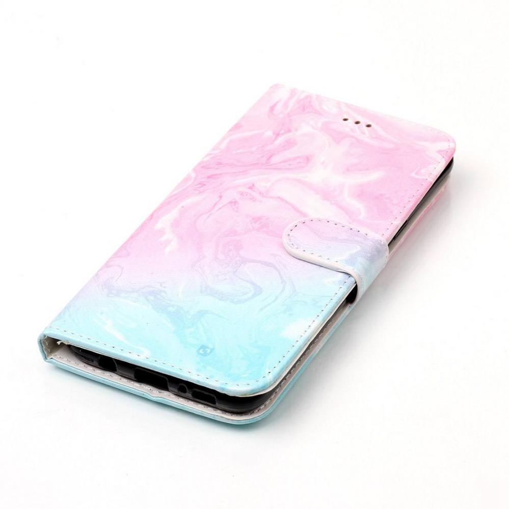  Plånboksfodral för Galaxy S8 - Marmormönster rosa & blå