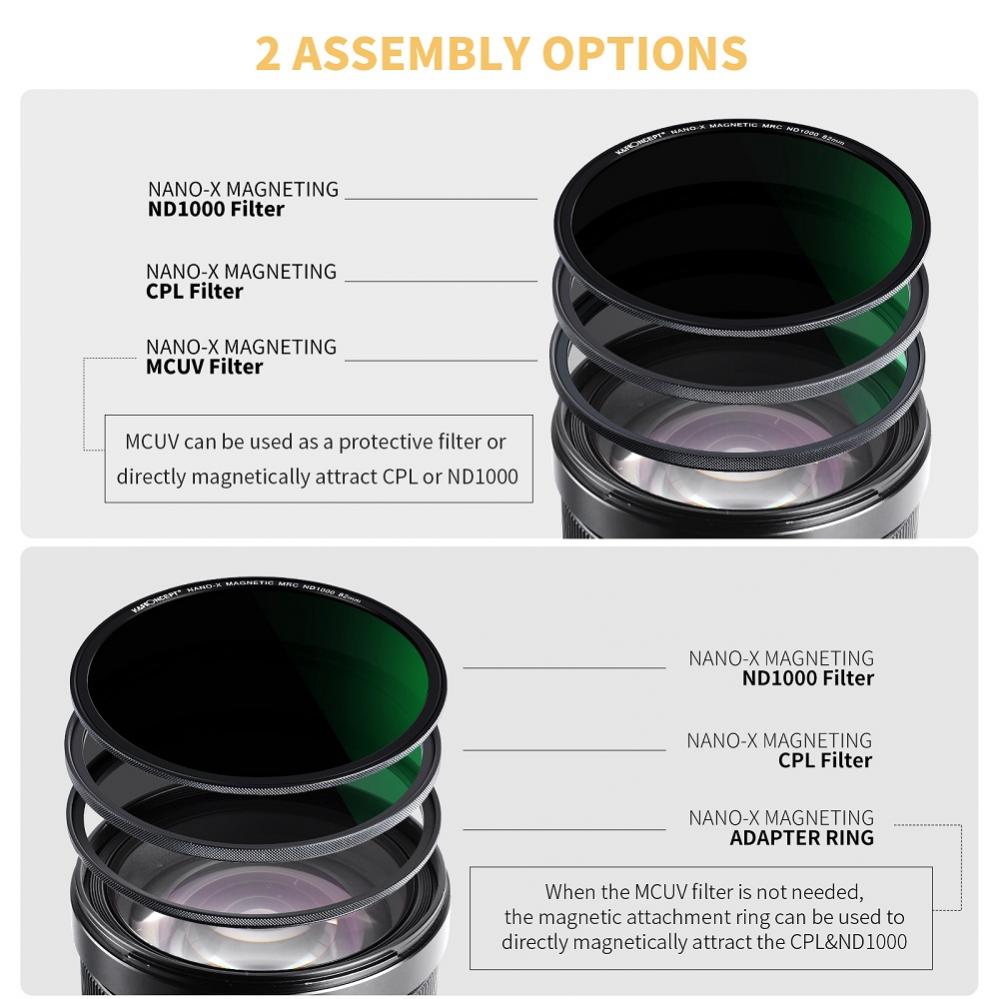 K&F Concept Magnetisk Filter-Kit ND1000 CPL UV & filterväska