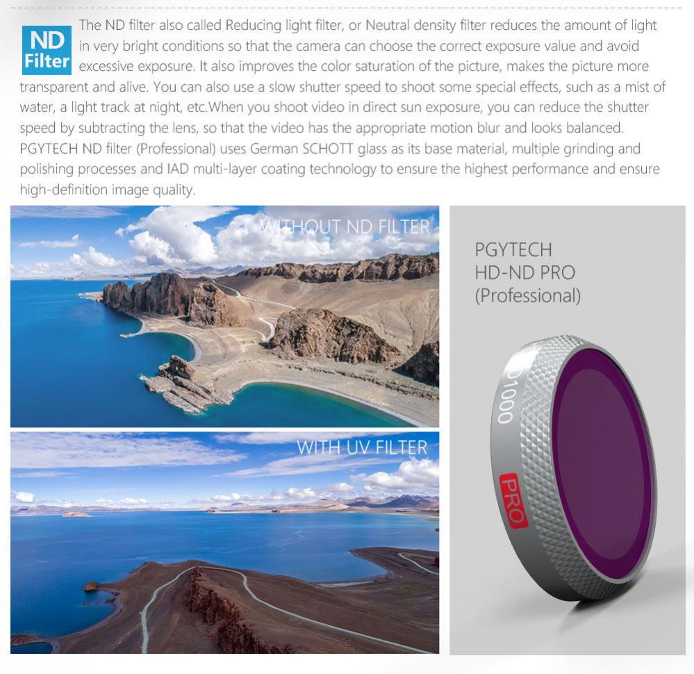 PGYTECH PRO-paket ND för Mavic 2 Zoom: ND8 ND16 ND32 ND64