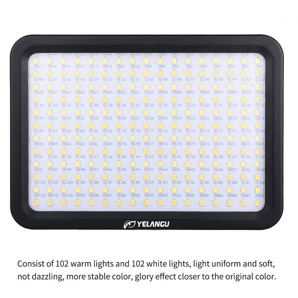 YELANGU 204st LEDs Dimbart Videoljus (17x12cm) - 1000LM, 3300-5600K