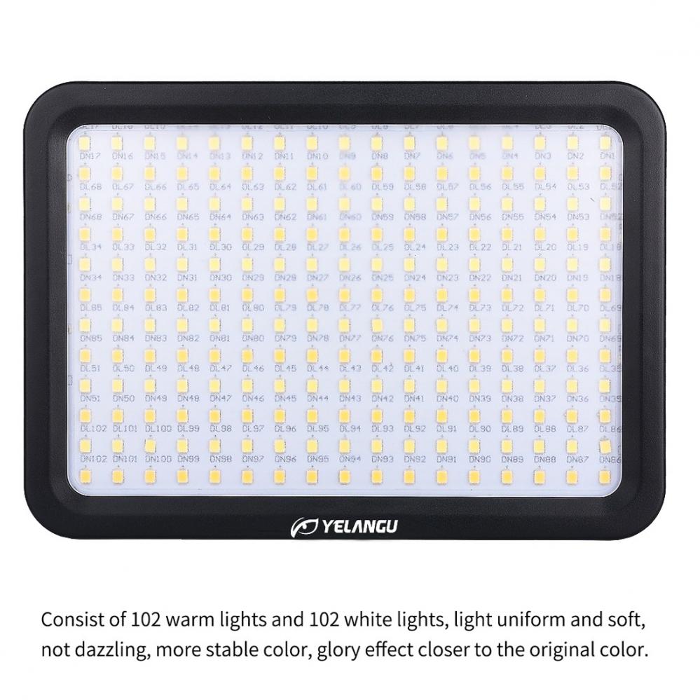  YELANGU 204st LEDs Dimbart Videoljus (17x12cm) - 1000LM, 3300-5600K